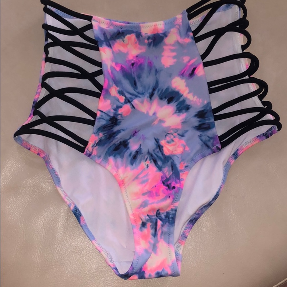 PINK VS strappy high waisted tie dye bikini bottom